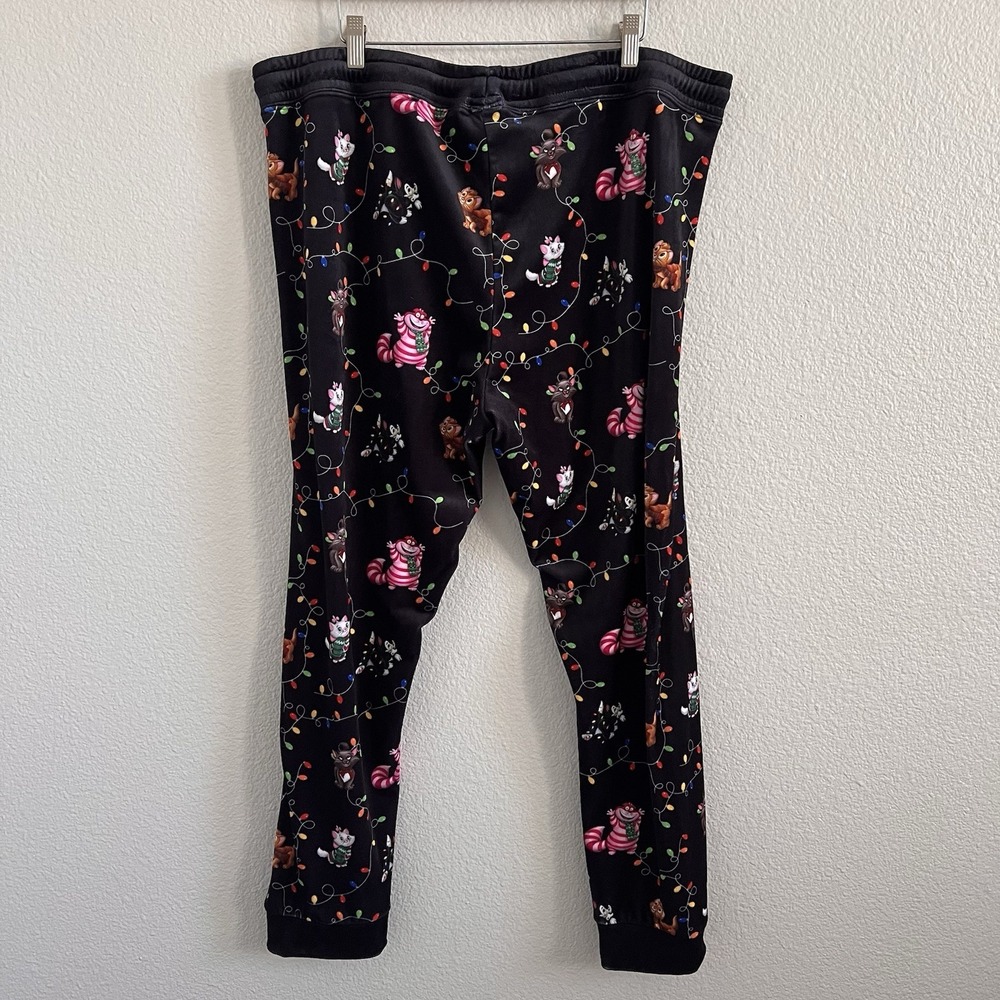 Disney Parks 1X Pajama Bottoms Lounge Pants Cheshire Cat Christmas Kittens